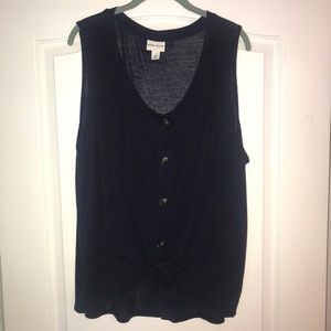 Ava & Viv/Target Navy Button Front Tie-up Tank Top